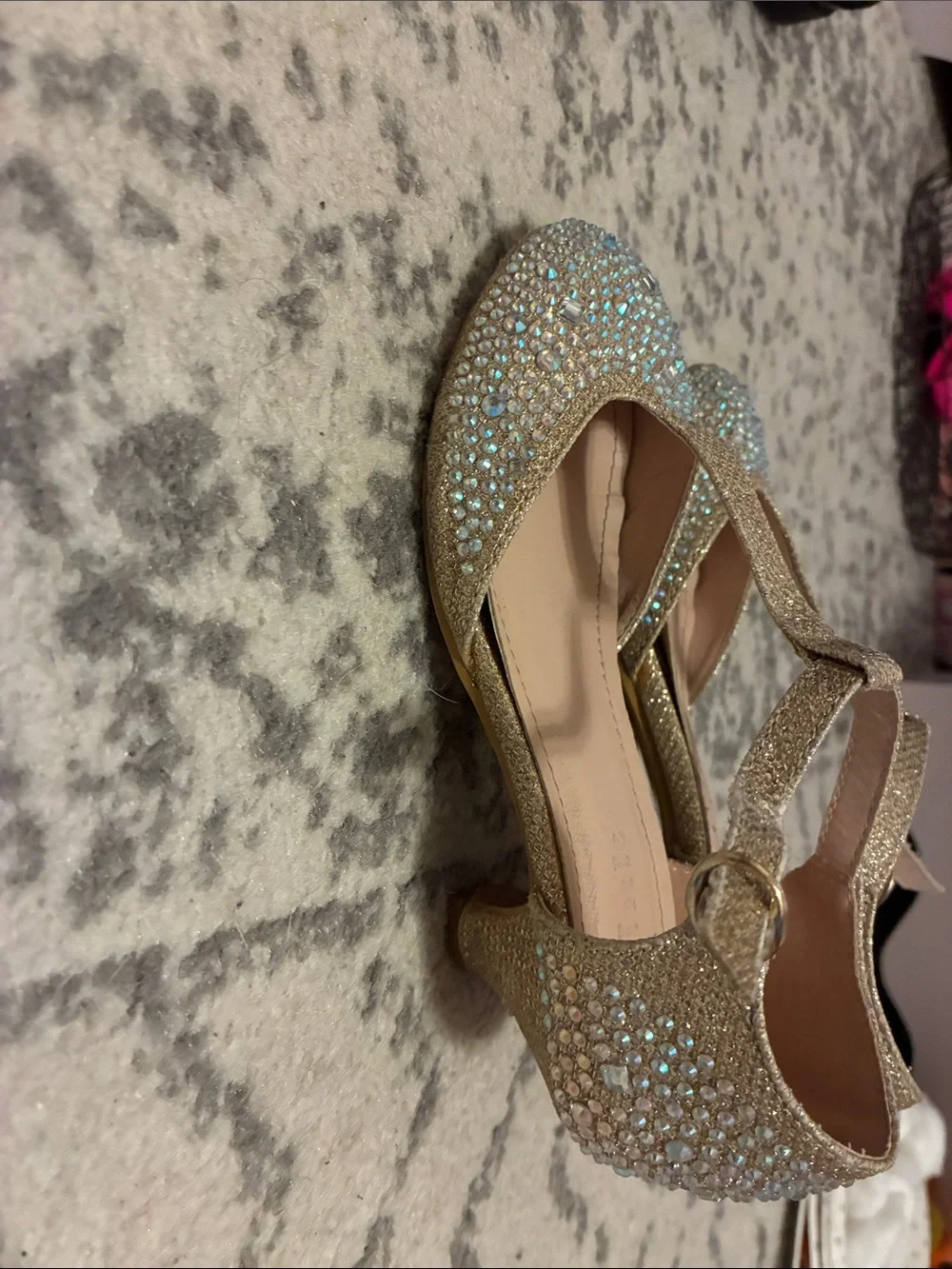 Girls' Sparkle T-Strap Dress Shoes - Gold
